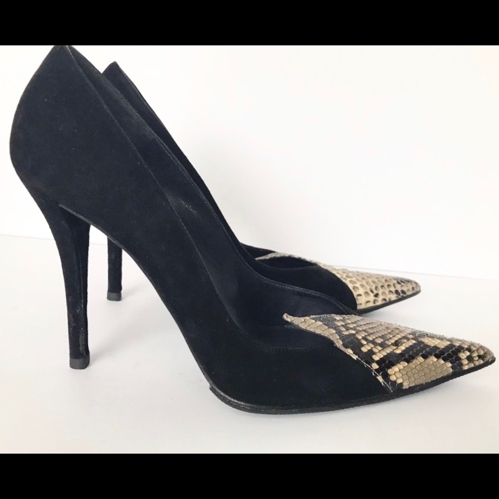 Stuart Weitzman Suede & Python Avant-Garde Heels - image 8